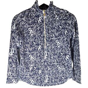 Womens Lilly Pulitzer Jacket UPF 50 Skipper Popover High Tide Navy Koalas S